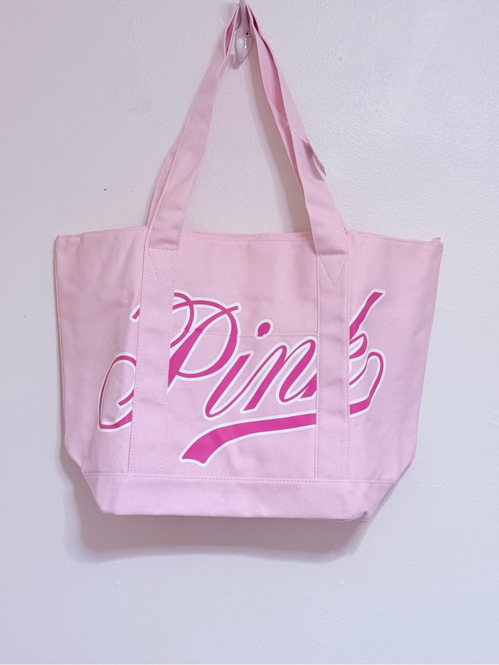 PINK Victoria's Secret Light Pink Canvas Tote with Hot Pink Logo